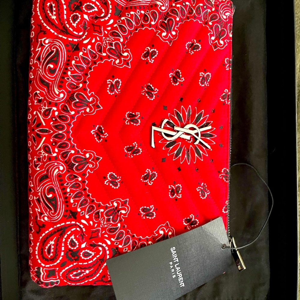 Saint Laurent Red Bandana Wristlet